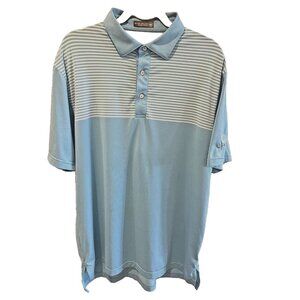 Peter Millar Golf Polo Summer Comfort Large Short Sleeve Blue White Striped